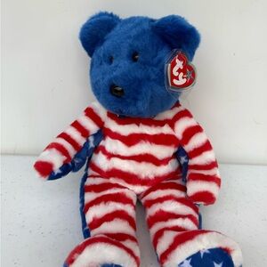 Vintage Ty Beanie Buddies Plush Toy Bear Blue Head